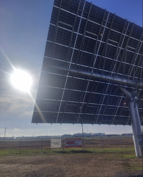 Dual-axis solar tracker with sun flare